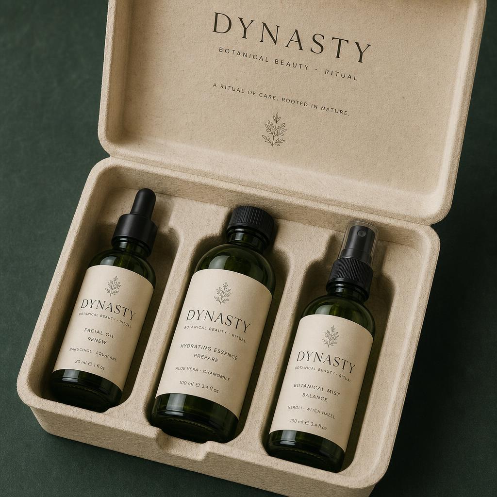At Home Facial Kit | Clarity labelled in moulded sugarcane pulp tray · fsc carton